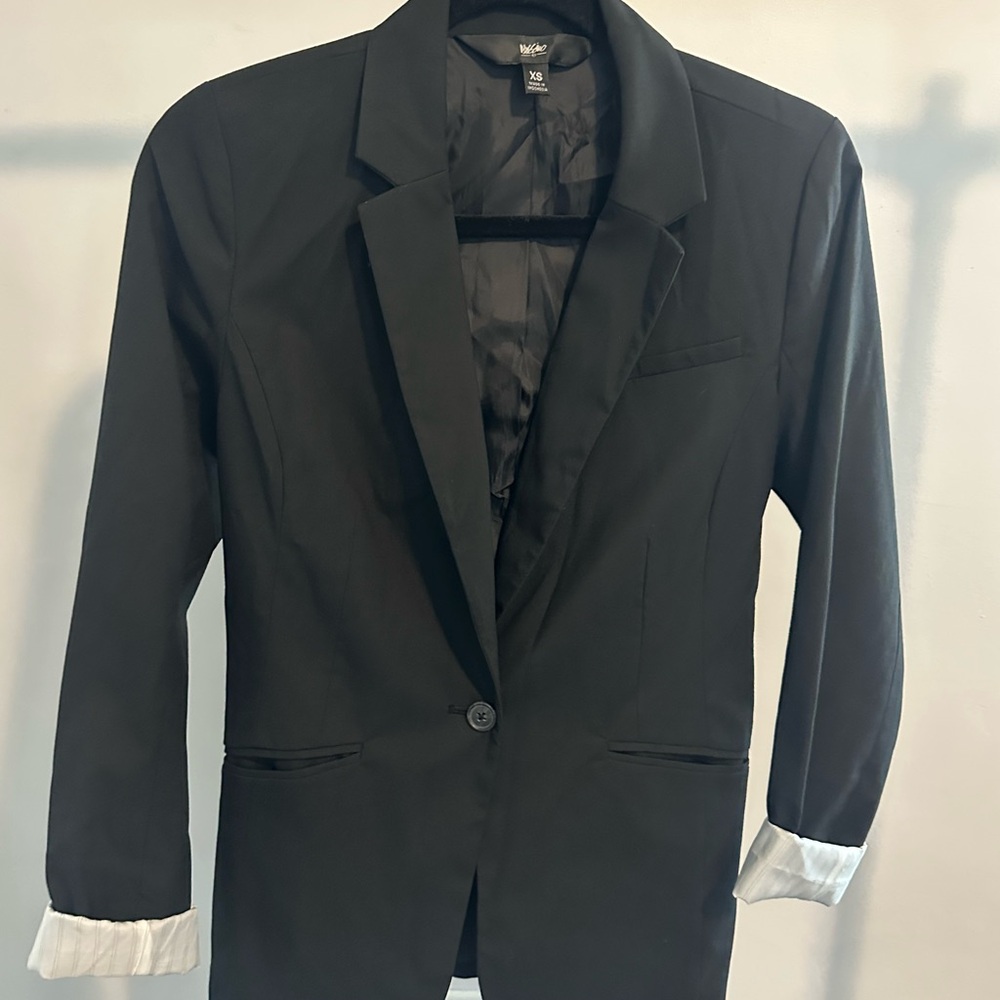 Black Blazer with White Cuffs